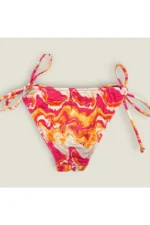 Dalga Desenli Pembe-Turuncu Bağlamalı Bikini Takımı - Görsel 5