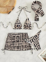 4 Parçalı Geometrik Baskılı Bikini Takımı - Image 5