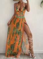 3 Parça Yaprak Desenli Bikini Takımı