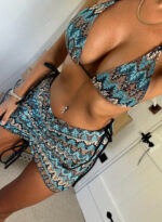 Desenli Üçlü Bikini Takımı