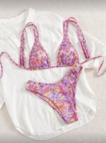 Çiçek Desenli 3 Parça Bikini Takımı + Pareo - Görsel 5