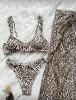 Zebra Desenli Bikini Takımı ve Pareo Etek Seti - Görsel 2