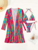 3 Parça Renkli  Desenli Şık Bikini Takımı - Image 3