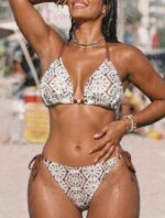 Cesur Bikini Takımı Kahverengi Üçgen 2 Parça Tığ İşi Dantel - Görsel 3