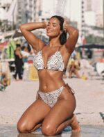 Cesur Bikini Takımı Kahverengi Üçgen 2 Parça Tığ İşi Dantel - Görsel 5