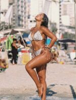 Cesur Bikini Takımı Kahverengi Üçgen 2 Parça Tığ İşi Dantel - Görsel 4