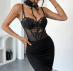 Siyah Dantelli Transparan Bodysuit - Görsel 3