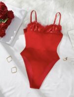 Kırmızı İnce Askılı Şık Bodysuit - Görsel 2