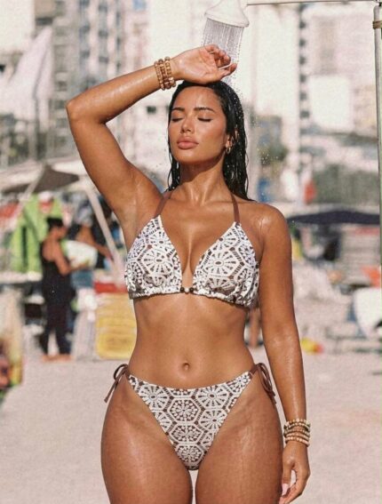 Cesur Bikini Takımı Kahverengi Üçgen 2 Parça Tığ İşi Dantel